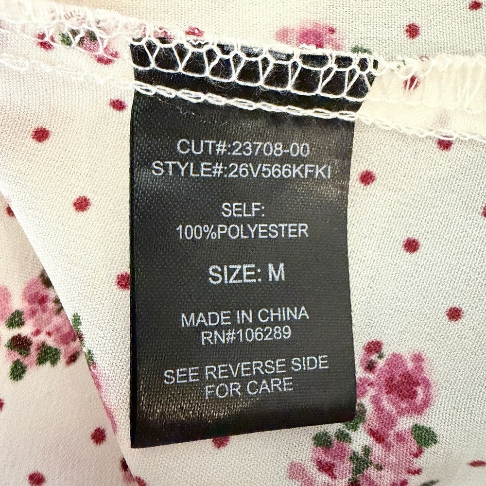 Trixxi Woman's Babydoll Mini Dress Size M White Pink Floral Dots Coquette Twee - Picture 8 of 12